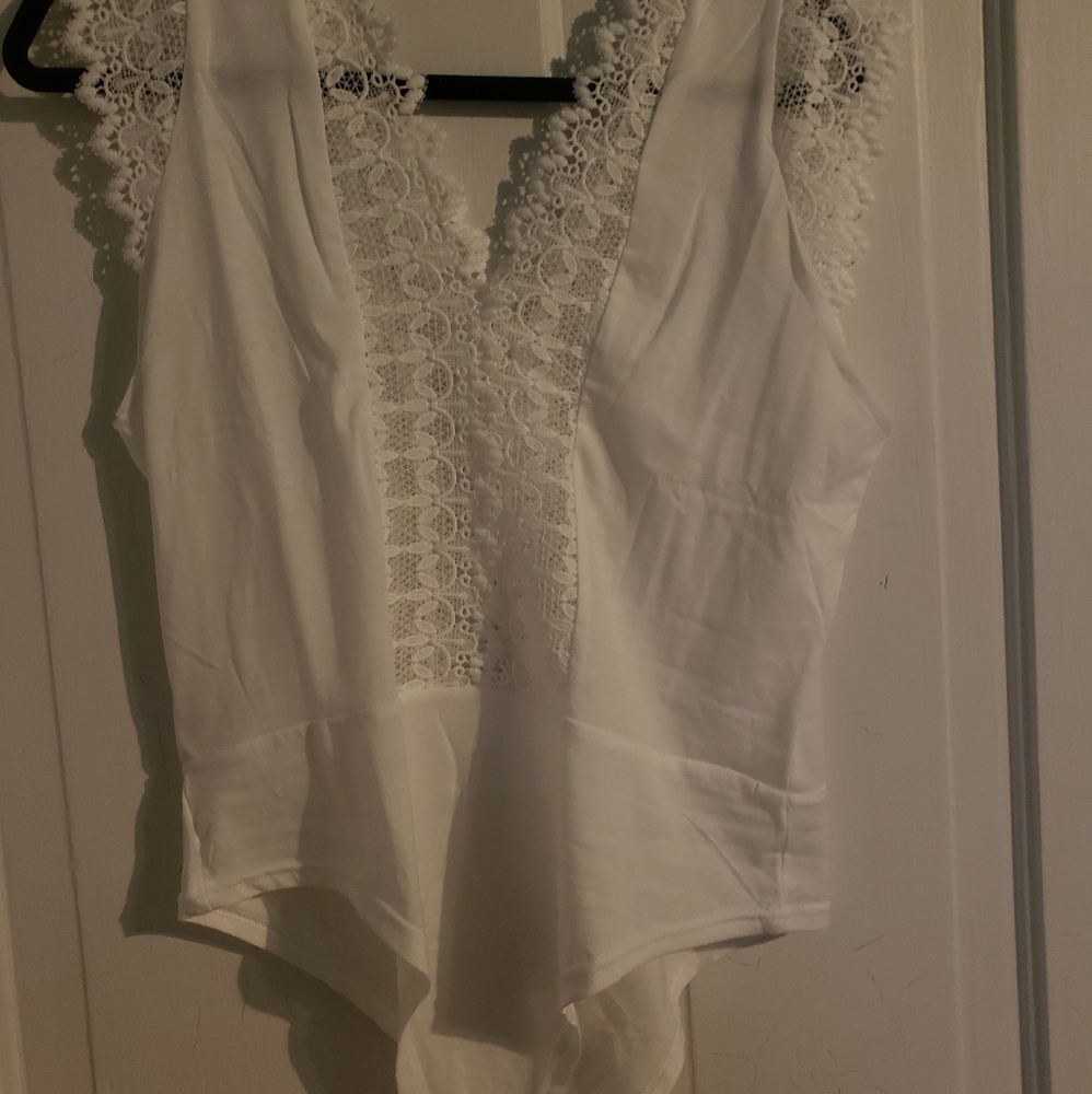 White lace body suit